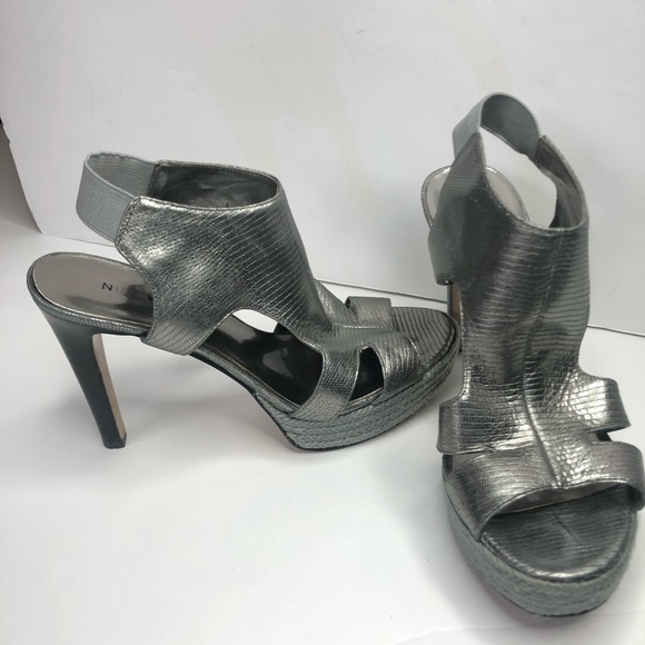 Nine West Shoes - Nine West Pumps Metallic Leather Open Toe Mix It